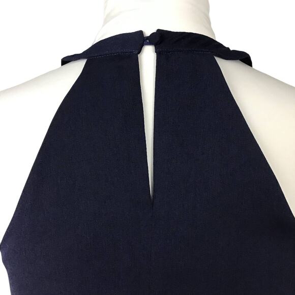 Greylin Melissa Laser Cut Deep Navy Blue Halter Shift Mini Dress sz XS - Picture 9 of 13